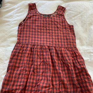 - un-hemmed plaid flannel tank dress